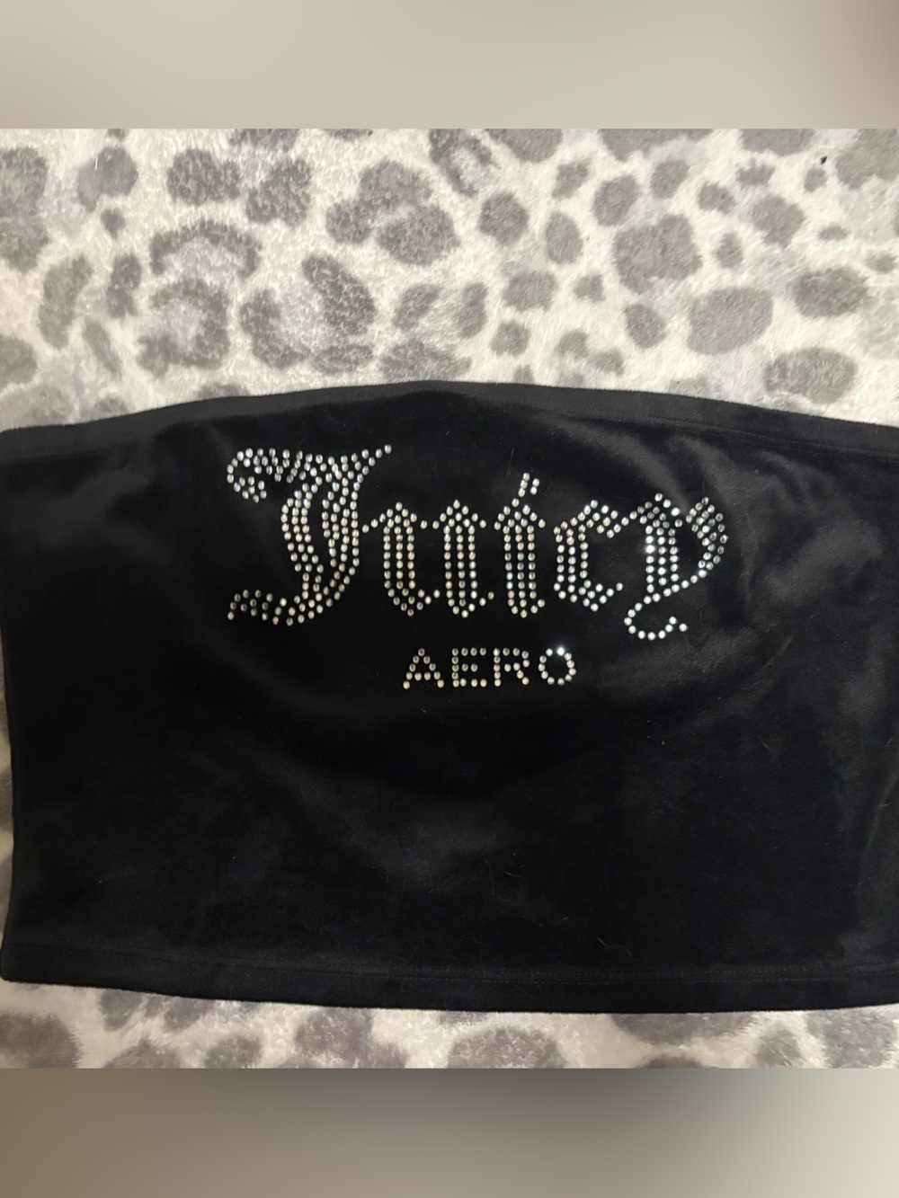 Juicy Couture Black Rhinestone Strapless Crop Top